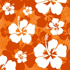 Keuken foto achterwand Hibiscus Naadloos patroon met Hibiscusbloem