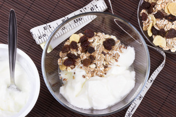 Natural yogurt with muesli