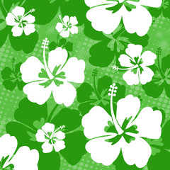 Seamless pattern with Hibiscus flower