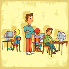 Cartoon school teacher illustration