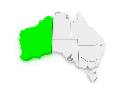 Map of Western Australia. Australia.