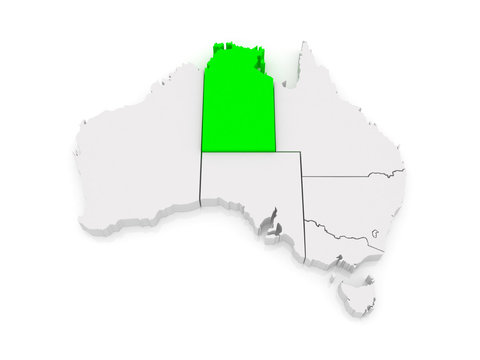 Map of Northern Territory. Australia.