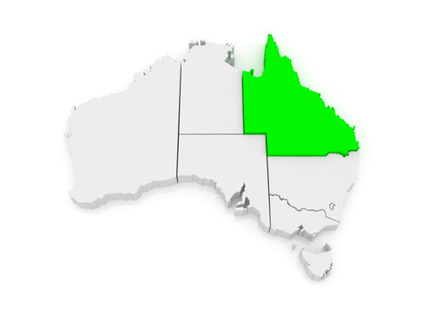 Map of Queensland. Australia.