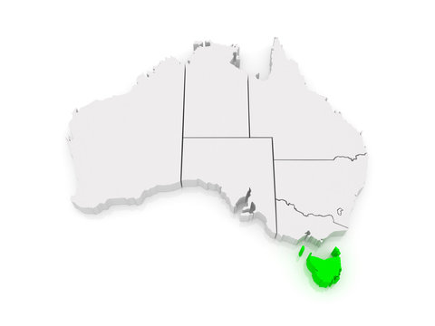 Map of Tasmania. Australia.