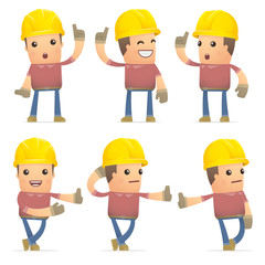 set of builder character in different poses