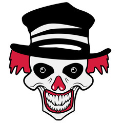 Clown böse Totenkopf Hut Zylinder