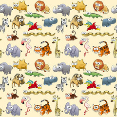 Savannah animals with background.