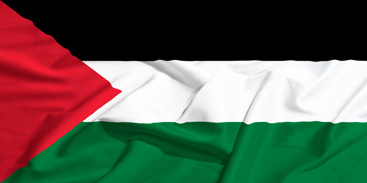 Palestine flag on a silk drape waving