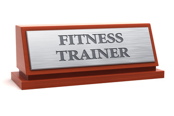 Obraz premium Fitness trainer job title on nameplate