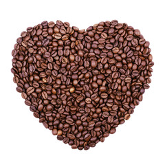 Heart made of coffee beans