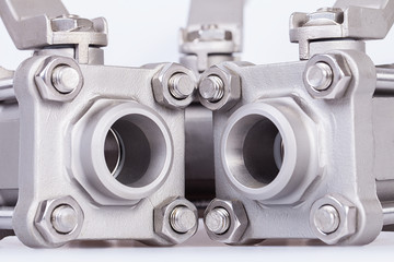 Three ball valve on white background