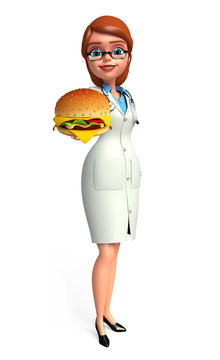 Young Doctor with burger