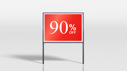 shop signage stands 90 percent off sign