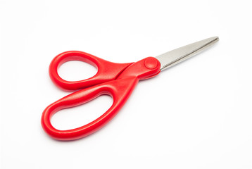 Red Plastic and Stainless Steel Scissors