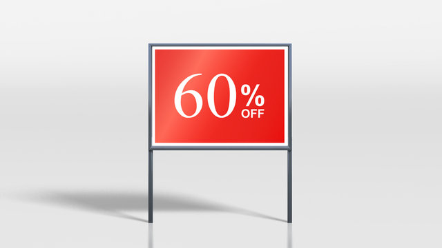 shop signage stands 60 percent off sign