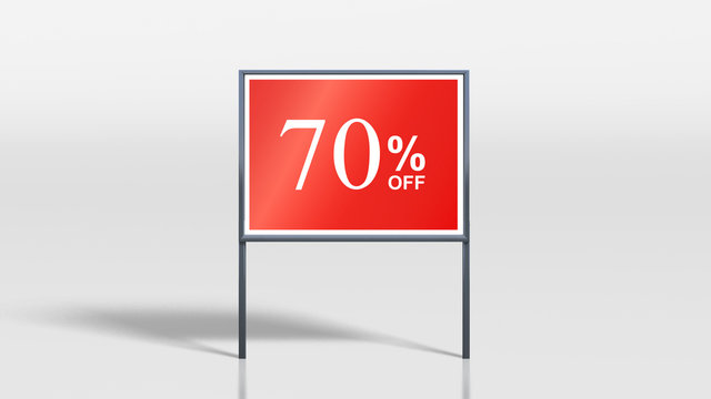 shop signage stands 70 percent off sign