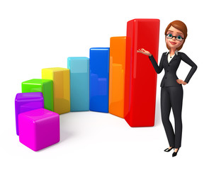 Young Business Woman with business graph