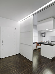 modern kitchen overlooking on the entrance