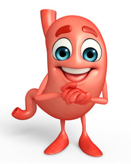 Cartoon Character of stomach with promise pose