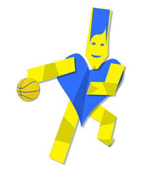 Illustration of heart man playing basket ball