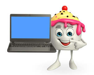Ice Cream character with Laptop