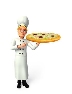 Young chef with pizza