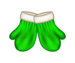 Winter mittens in green design