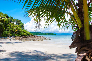 Obraz na płótnie Canvas Beautiful tropical beach with white sand and blue waters