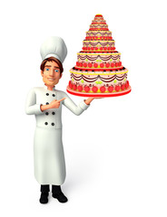 Young chef with cake