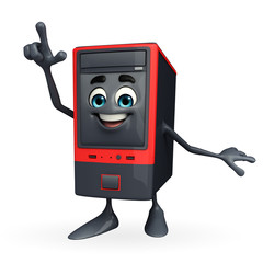 Computer Cabinet Character with pointing pose
