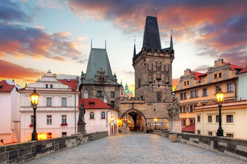 Widok z Mostu Karola, Praga - obrazy, fototapety, plakaty