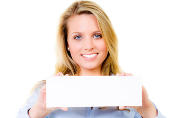 Fototapeta premium beautiful woman shows a sign