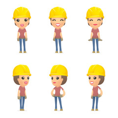 set builder girl of character in different poses