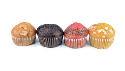 tasty muffin cake, isolated on white