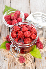 Portion of preserved Raspberries