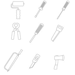 White icons construction tools. Raster