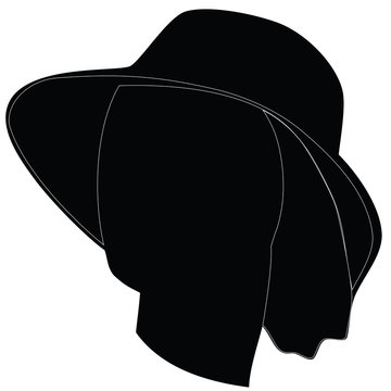 Profile of feminine face hat. Raster