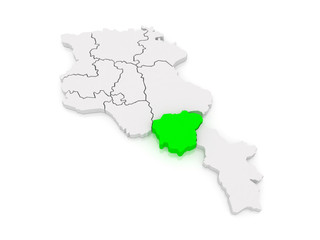 Fototapeta na wymiar Map of Vayots Dzor. Armenia.