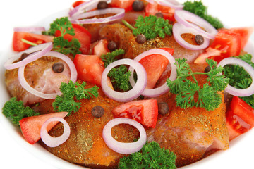 Turkey meat in bowl close up