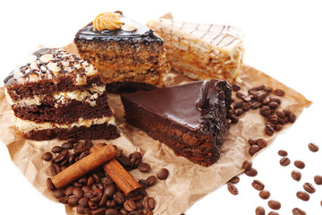 Assortment of pieces of cake, isolated on white © Africa Studio