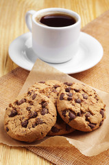 Chocolate cookies and coffee