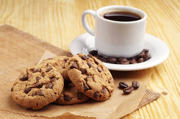 Cup of coffee and cookies