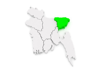 Map of Sylhet. Bangladesh.