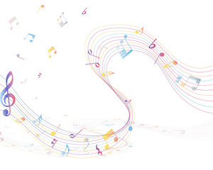 Fototapeta premium Multicolor musical note staff