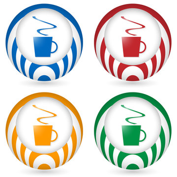 set of four icon with cup of coffee