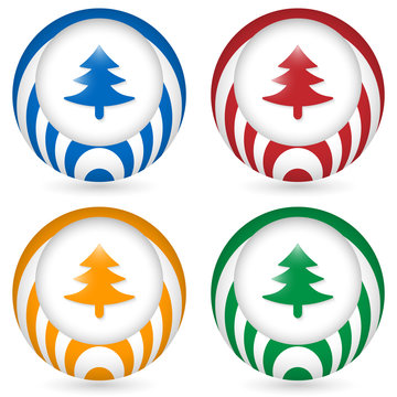 set of four icon with tree symbol