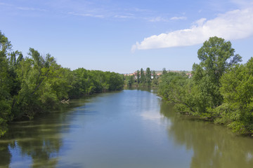 Fototapeta na wymiar Pisuerga river passing through Valladolid, Spain