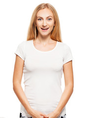 Fototapeta premium Woman at white background