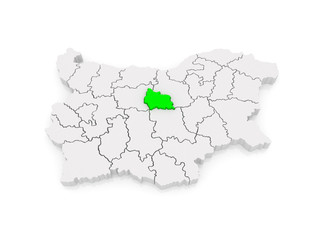 Map of Gabrovo region. Bulgaria.