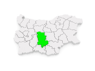 Fototapeta na wymiar Map of Plovdiv region. Bulgaria.